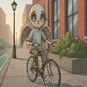 Little Joe riding a bicycle